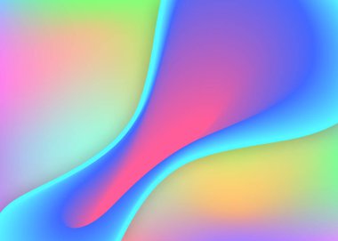 Sıvı şekilli. Kozmik kart, kapsama alanı. Canlı gradyan örgüsü. Modern modayla birlikte holografik 3d arkaplan. Sıvı dinamik elementlerle akışkan şekil arkaplanı.