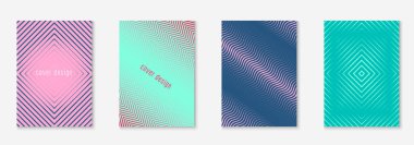 Minimum moda kaplama şablonu ayarlandı. Yarım tonlu fütürist düzen. Kitap, katalog ve yıllık için geometrik kapak şablonu. Minimalist renkli gradyanlar. Soyut iş illüstrasyonu.