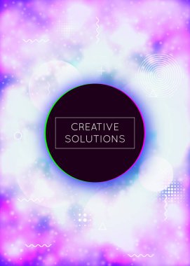 Sıvı dinamik arkaplanlı sıvı şekiller. Flüoresan mor renkli Neon Bauhaus. Broşür, pankart, duvar kağıdı, mobil ekran için grafiksel şablon. Güneş patlaması sıvısı şekilleri kaplar.