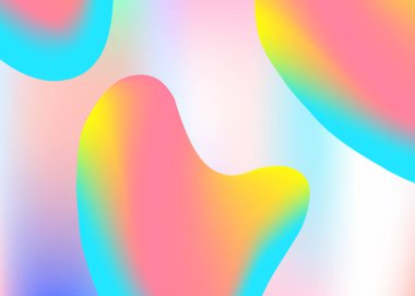 Sıvı arkaplan. Canlı gradyan örgüsü. Gökkuşağı sancağı, şablonu rapor et. Modern modayla birlikte holografik 3d arkaplan. Sıvı dinamik elementler ve şekillerle akışkan arkaplan.