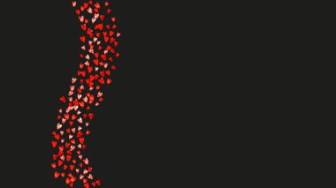 Gelin duşu arka planında pembe parıltılı kalpler var. Sevgililer Günü. Vektör konfetisi. El çizimi. Hediye kuponları, kuponlar, reklamlar, etkinlikler için aşk teması. Yürekli düğün ve gelin duşu şablonu