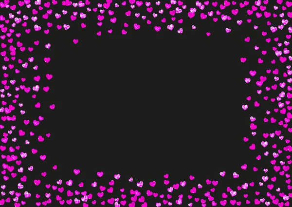 Heart Border Valentines Day Pink Glitter February 14Th Day Vector — Stock Vector