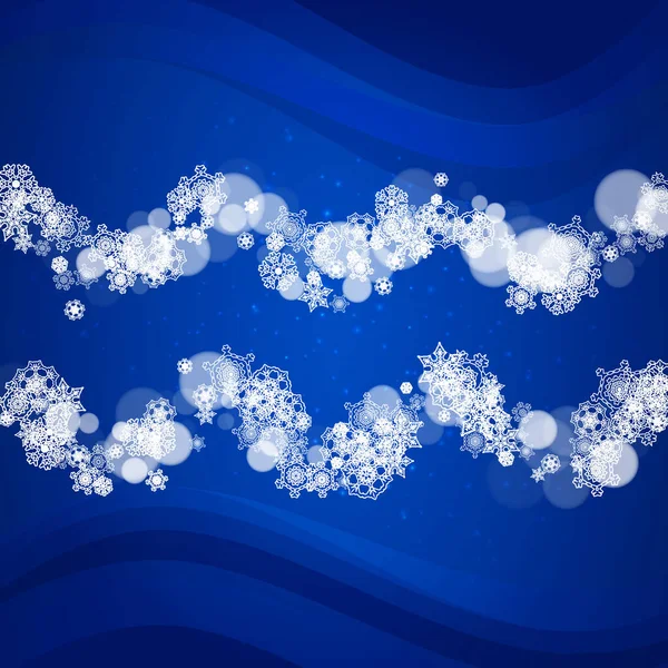 Різдвяний Сніг Синьому Фоні Блискітками Рамка Сезонного Зимового Банера Подарунковий — стоковий вектор
