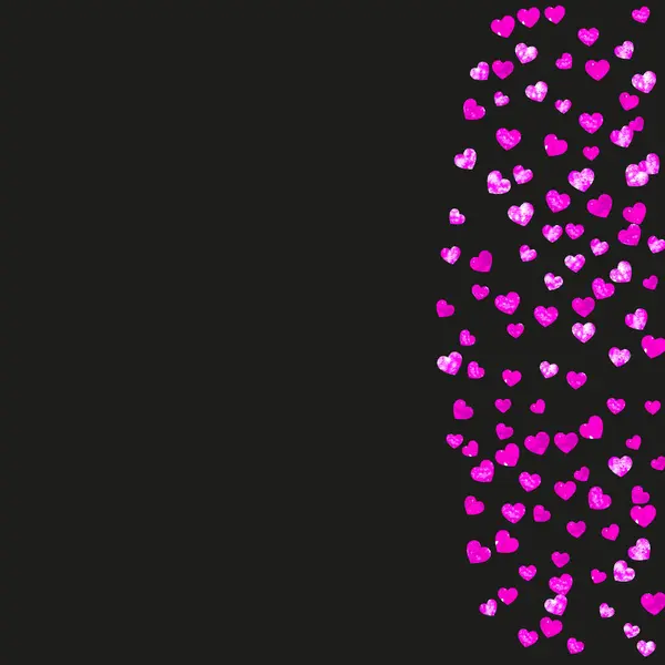 Herzrahmen Hintergrund Mit Rosa Glitzern Valentinstag Vektorkonfetti Handgezeichnete Textur Liebe — Stockvektor