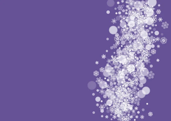 Падение Снега Ультрафиолетовыми Снежинками Новогодний Снежный Фон Зимняя Рамка Подарочных — стоковый вектор