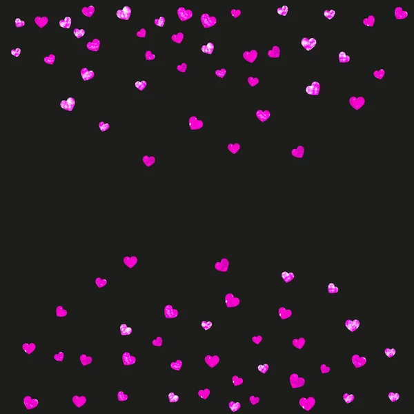 情人节的框架与粉色闪光的心脏 2月14日情人节框架模板的向量Confetti 手绘手绘纹理 特价商品 传单的爱情主题 — 图库矢量图片