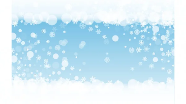 Winter Border White Snowflakes Christmas New Year Celebration Horizontal Winter — Stock Vector