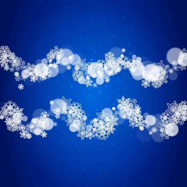 Святкування Різдва Нового Року Межа Сніжинки Лінія Сніжинки Синьому Тлі — стоковий вектор