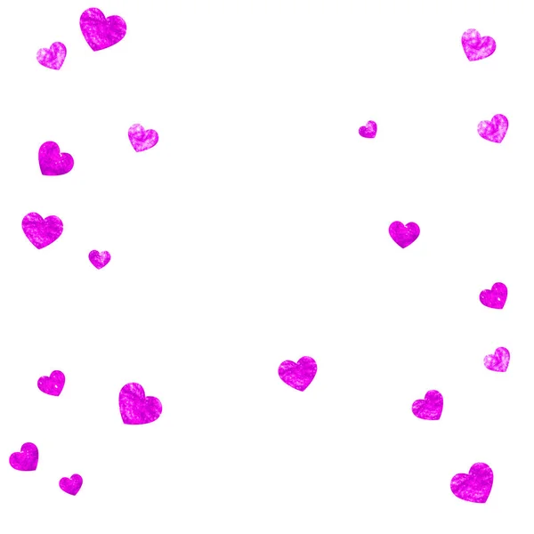 Alla Hjärtans Dag Ram Med Rosa Glitter Hjärtan Den Februari — Stock vektor