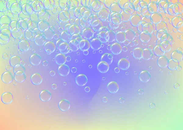 Schiuma Sapone Fondo Sfumato Bolle Acqua Realistiche Schiuma Liquida Colore — Vettoriale Stock