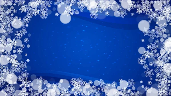 Borde Nieve Con Copos Nieve Blancos Sobre Fondo Horizontal Invierno — Vector de stock