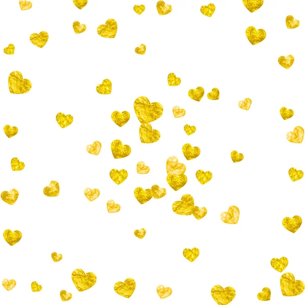 Bridal Shower Background Gold Glitter Hearts Valentine Day Vector Confetti — Stock Vector