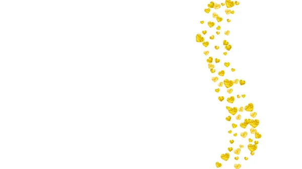 金の輝きの心を持つブライダル背景 バレンタインデー ベクトル コンフェッティ 手描きの質感 ギフト券 バウチャー イベントのテーマが大好きです ハートのブライダル背景テンプレート — ストックベクタ