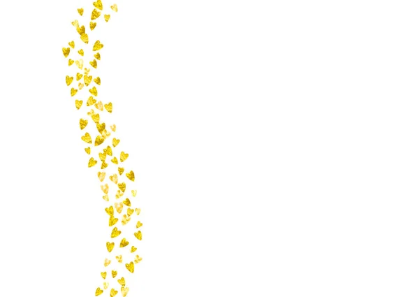 Brauthintergrund Mit Goldenen Glitzerherzen Valentinstag Vektorkonfetti Handgezeichnete Textur Love Thema — Stockvektor