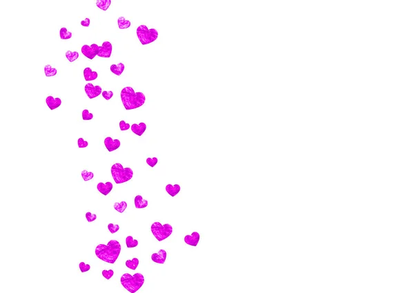 ピンクの輝きを持つバレンタインデーのためのグランジハートの背景 2月14日 グランジハートの背景用ベクトルコンフェッティ 手描きの質感 バウチャー 特別なビジネス広告 バナーのための愛のテーマ — ストックベクタ