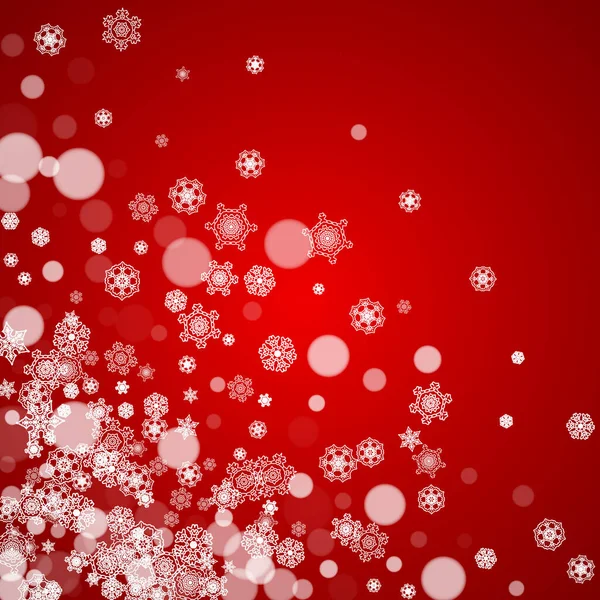 Bordure Noël Avec Des Flocons Neige Blancs Sur Fond Rouge — Image vectorielle