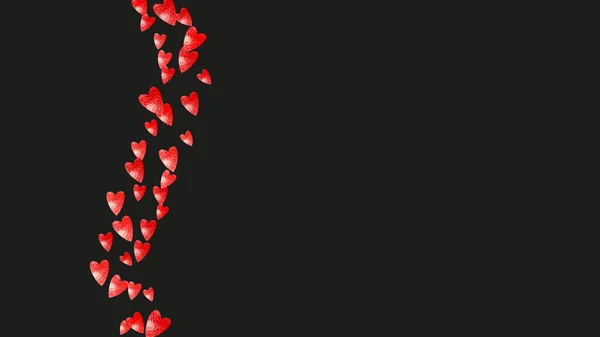 赤い輝きとバレンタインデーのためのハートフレーム 2月14日 ハートフレームテンプレート用ベクトルコンフェッティ 手描きの質感をグランジ 特別なビジネスオファー バナー チラシのための愛のテーマ — ストックベクタ
