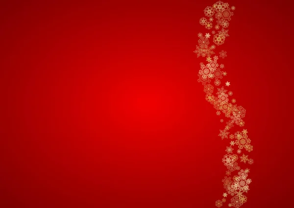 Fiocchi Neve Natale Sfondo Rosso Cornice Glitter Orizzontale Banner Invernale — Vettoriale Stock