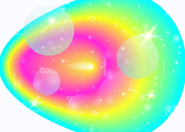 Lebendige Steigungen Auf Regenbogenhintergrund Holographische Dynamische Flüssigkeit Kosmos Hologramm Designvorlage — Stockvektor