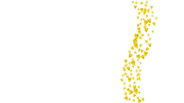 Herz Konfetti Hintergrund Mit Goldglitter Valentinstag Vektorrahmen Handgezeichnete Textur Liebe — Stockvektor