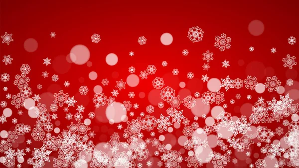 Різдвяний Фон Білими Сніжинками Червоному Тлі Санта Клаус Колір Нове — стоковий вектор