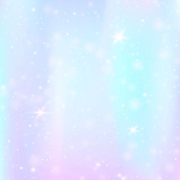 レインボーメッシュのユニコーンの背景 プリンセスカラーのカワイイ宇宙バナー ホログラムでファンタジーグラデーションの背景 魔法の輝きとホログラフィックユニコーンの背景 星とぼかし — ストックベクタ
