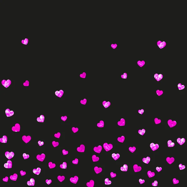 Heart Border Valentines Day Pink Glitter February 14Th Day Vector — Stock Vector
