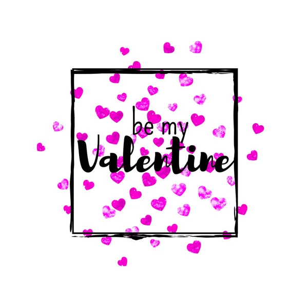 Valentijnskaart Met Roze Glitterhartjes Februari Vector Confetti Voor Valentijnskaart Sjabloon — Stockvector