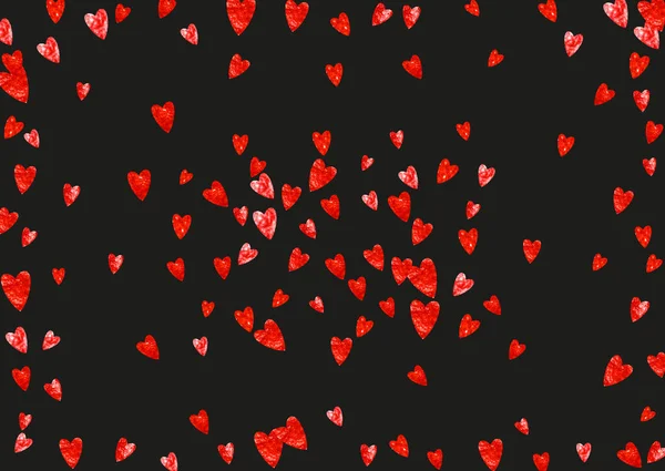 발렌틴 카드에 반짝이는 Vector Confetti Valentines Day Card Template 그림그리기 — 스톡 벡터