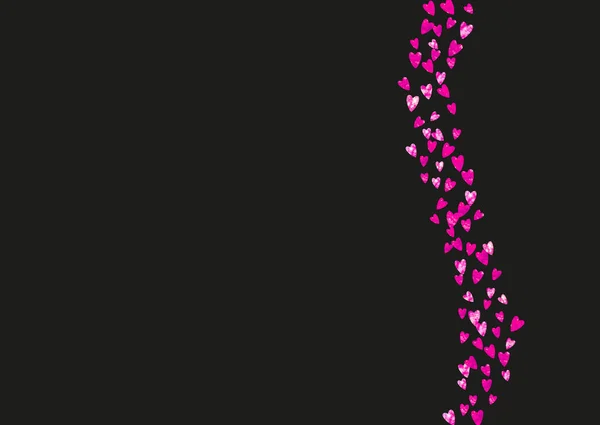 Valentýnský Rámeček Růžovými Třpytkami Února Vektorové Konfety Pro Šablonu Valentýnských — Stockový vektor