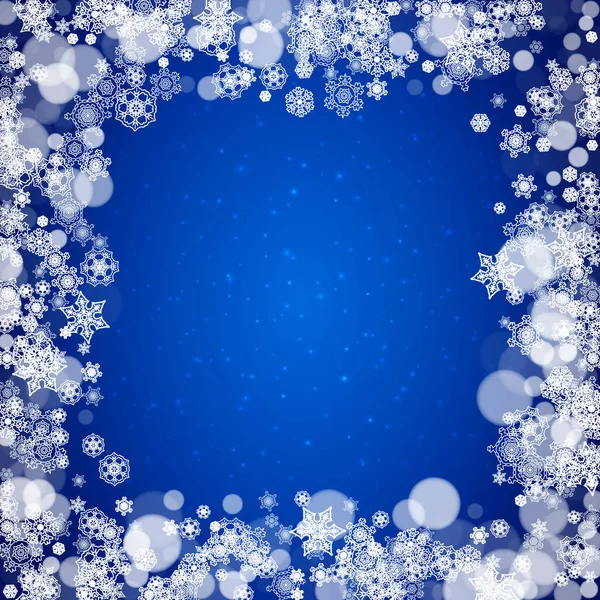 Schneeflockengrenze Für Weihnachten Und Neujahr Urlaub Schneeflocke Rand Auf Blauem — Stockvektor