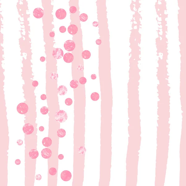 Lunares Brillo Rosa Confeti Rayas Blancas Lentejuelas Caídas Con Brillo — Vector de stock