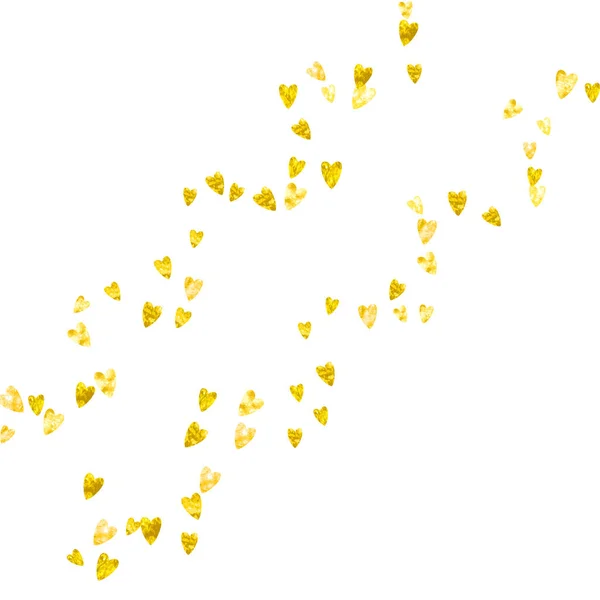 情人节的心脏边界闪烁着金色的光芒 2月14日心脏边界模板的向量Confetti 手绘手绘纹理 横幅的爱情主题 — 图库矢量图片