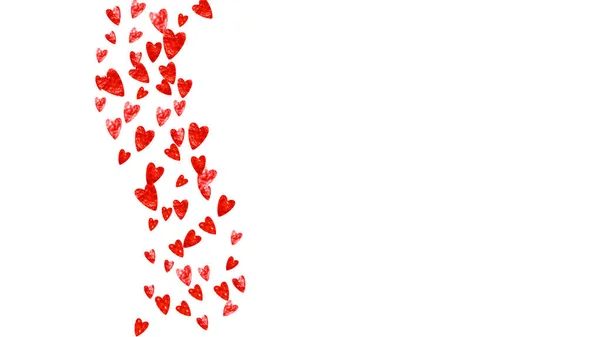 Valentijnskaart Met Rode Glitterhartjes Februari Vector Confetti Voor Valentijnskaart Sjabloon — Stockvector