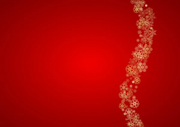 Karácsonyi Hópelyhek Piros Háttérrel Vízszintes Csillogás Keret Téli Banner Ajándék — Stock Vector