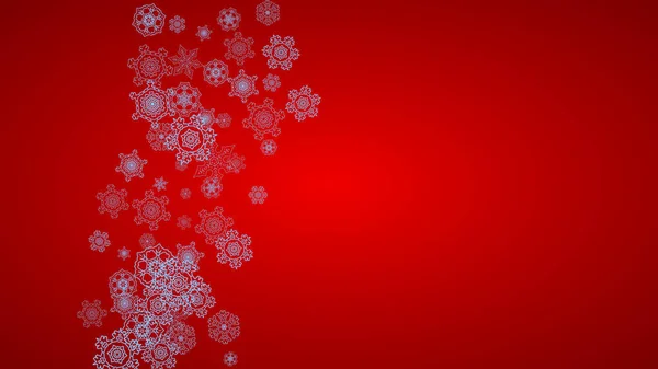 Cadre Noël Avec Flocons Neige Sur Fond Rouge Les Couleurs — Image vectorielle