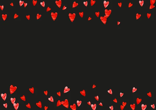 Corazón San Valentín Con Destellos Purpurina Roja Febrero Vector Confeti — Vector de stock