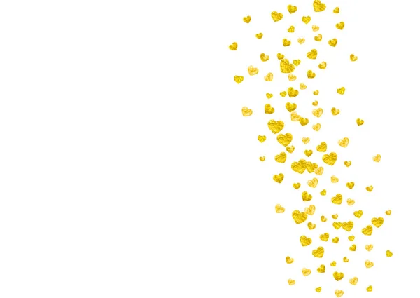 Valentijnsdag Hart Met Gouden Glitter Glitters Februari Dag Vector Confetti — Stockvector