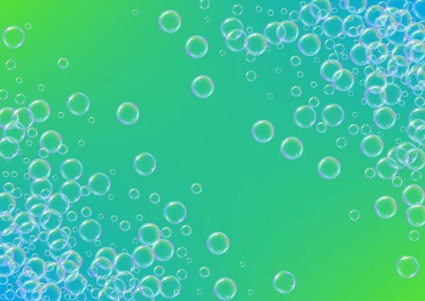 Shampoo Bubbles Gradient Background Realistic Water Bubbles Cool Liquid Foam — Stock Vector