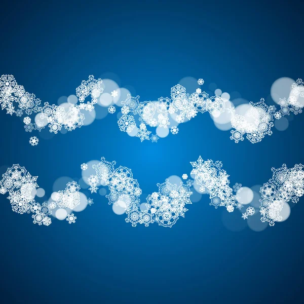 青い背景に冷たい雪の結晶を持つ新年のフレーム 冬の窓 クリスマスとお正月のギフト券 バナー チラシ 販売オファー イベント招待状のフレーム 雪と墨色 — ストックベクタ
