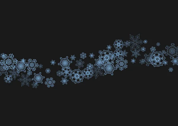 Снежинка Рождество Новый Год Праздничные Снежинки Черном Фоне Блестками Баннеров — стоковый вектор