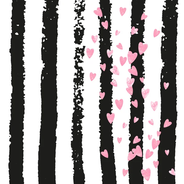 Wedding Glitter Confetti Hearts Black Stripes Shiny Random Sequins Metallic — Stock Vector