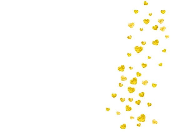 Bruiloft Confetti Met Gouden Glitter Hartjes Valentijnsdag Vector Achtergrond Handgetekende — Stockvector