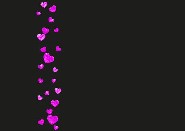 ピンクの輝きの心を持つバレンタインデーカード 2月14日 バレンタインデーカードテンプレート用ベクトルコンフェッティ 手描きの質感をグランジ パーティー招待 小売オファー 広告のための愛のテーマ — ストックベクタ