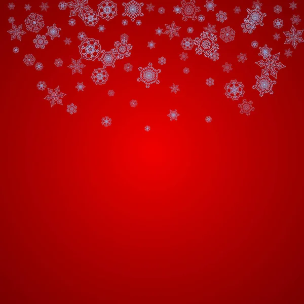 Cadre Noël Avec Flocons Neige Sur Fond Rouge Les Couleurs — Image vectorielle