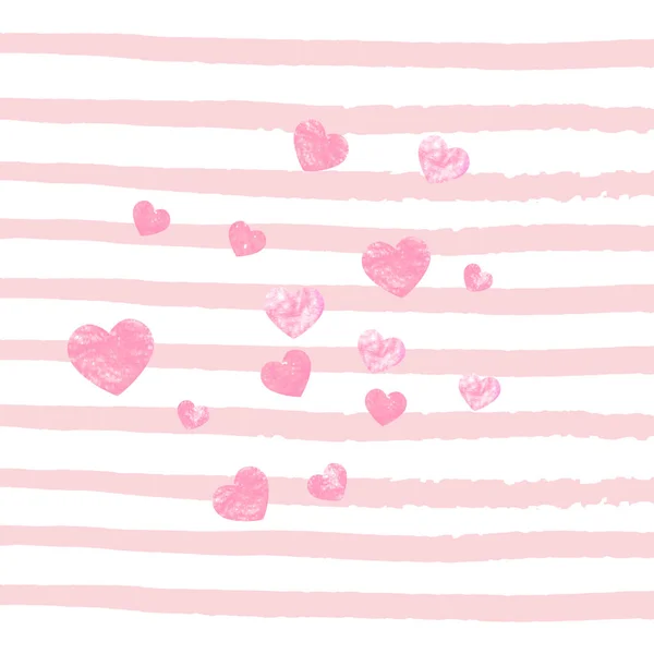Рожевий Блиск Сердечками Рожевих Смужках Блискучі Падіння Блискітки Мерехтінням Блискітками — стоковий вектор