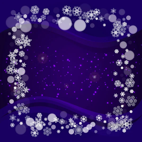 Weihnachtsverkauf Mit Ultravioletten Schneeflocken Frostige Silvesterkulisse Winterrahmen Für Flyer Geschenkkarte — Stockvektor