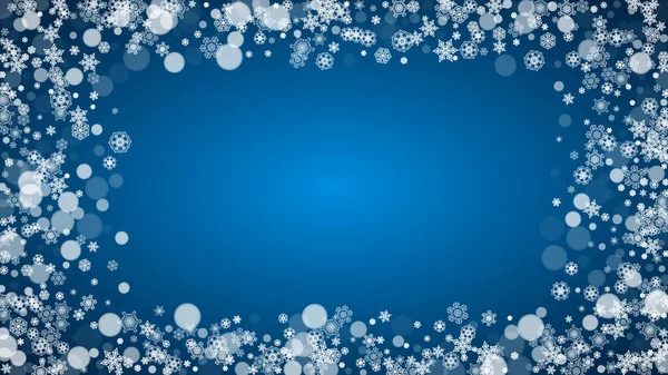 Mavi Arka Planda Kar Yağan Bir Noel Çerçevesi Pankartlar Hediye — Stok Vektör