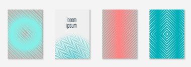 Minimum moda kaplama şablonu ayarlandı. Yarım tonlu fütürist düzen. Kitap, katalog ve yıllık için geometrik kapak şablonu. Minimalist renkli gradyanlar. Soyut iş illüstrasyonu.