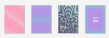 Minimum moda kaplama şablonu ayarlandı. Yarım tonlu fütürist düzen. Kitap, katalog ve yıllık için geometrik kapak şablonu. Minimalist renkli gradyanlar. Soyut iş illüstrasyonu.